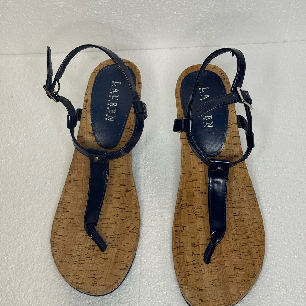 Lauren Ralph Lauren Navy Sandals with Cork Heels